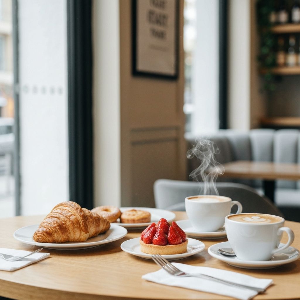 Social Media Content für Gastronomie — Frühstück mit Kaffee und Gebäck, Instagram-Content Frankfurt